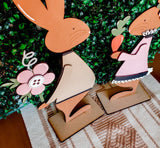 Freestanding Easter Bunny Wooden Signs // Shelf sitters // Bunny Signs // Easter Decor // Hand painted decor // Bunny Couple // Cute Easter