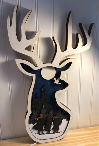 Layered Wooden Deer Sign