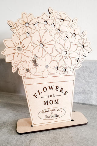 Flowers for Mom Wooden Flower Holder Card // Personalized Mother's Day –  Fox & Scout Designs