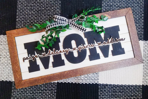 Personalized shiplap MOM sign