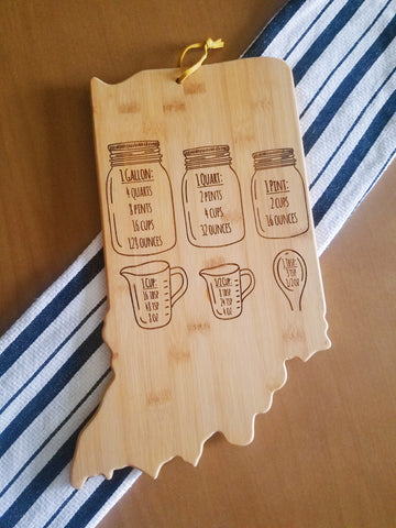Kitchen Conversion Indiana Shaped Bamboo Cutting Board
