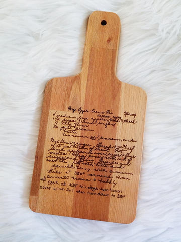 Handwritten Recipe Cutting Board Handmade Wooden Board