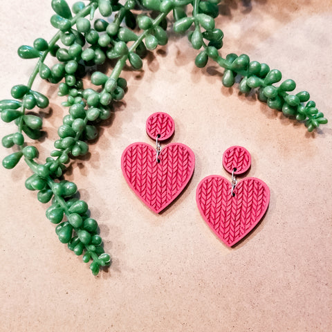 Wooden Heart Sweater Earrings