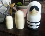 Russian Nesting Dolls //  Nesting Dolls // 6 Piece Set // Minimalist // Hand Painted // Hand Carved // Simplistic // Toys // Home Decor //