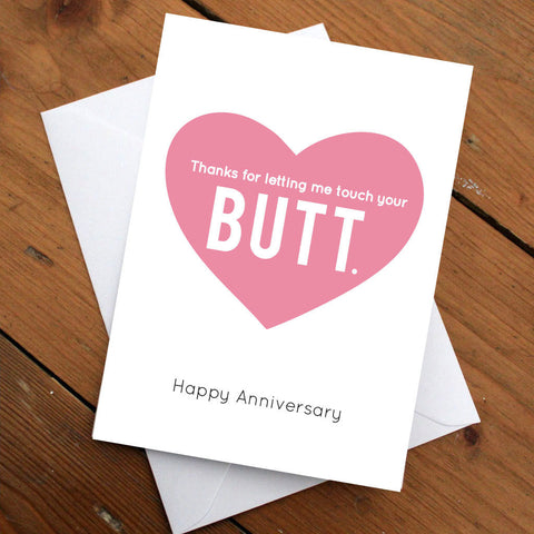 Anniversary Card // Thank You Card // Greeting Card // Funny Card // Butt // Gift for Her // Gift for Him // Quirky Card // Anniversary Gift