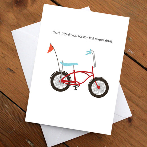 Card for Dad // Thank You Card // Bicycle Card // Father's Day Card // Male Gift // Gift for Dad // Handmade Card // Greeting Card //