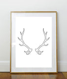 Antler Print // Art Print // Wall Art // Home Decor // Rustic Print // Minimalist Print // Deer Antlers // Simple Design // Deer Print //