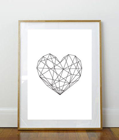 Geometric Heart Print // Art Print // 8 x 10 Print // 8 x 10 // Geometric // Minimalist Print // Simple // Heart Print // Black and White //
